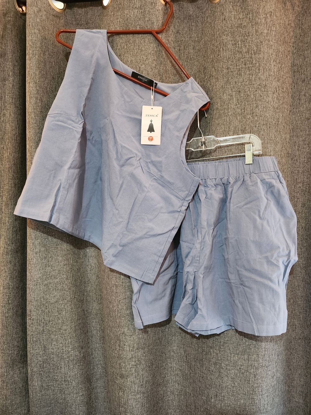 Light Blue Viscose-Linen Top - Soft Blue